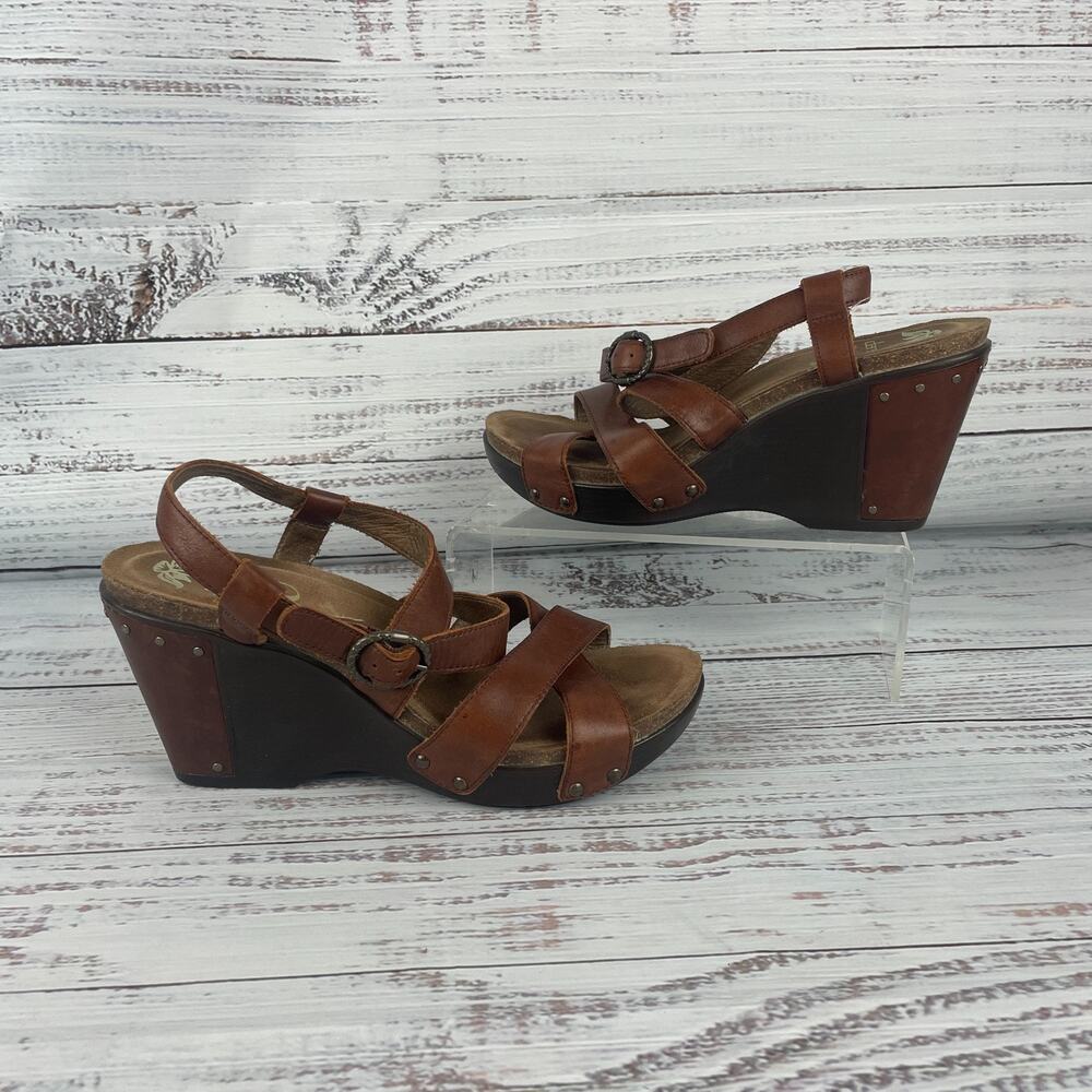 Dansko Frida Womens EU 39 US 8.5-9 Wedge Sandals Brown Leather